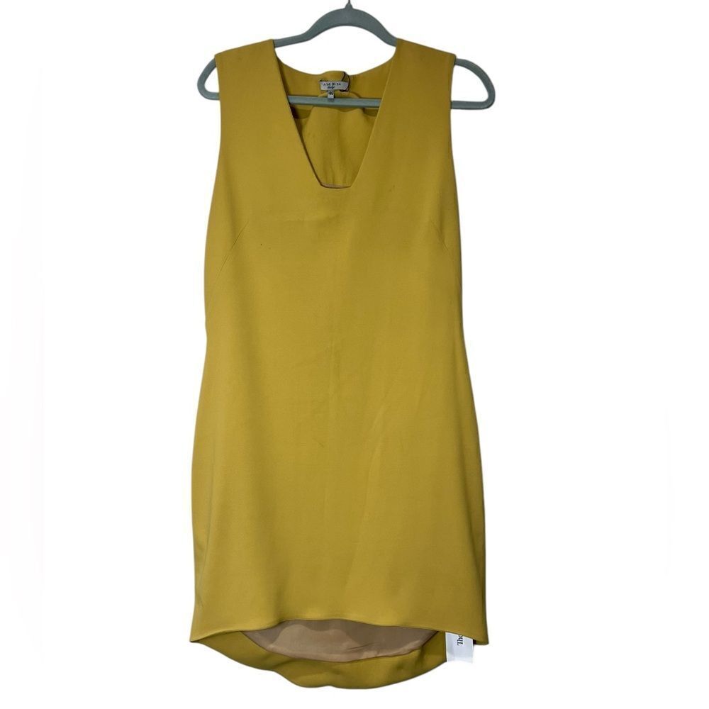 AMEN Italy Yellow Sleeveless High-Low Dress Size 46 (US 10) Minimalist Elegant